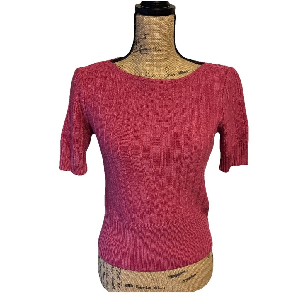 St John Wool Blend Women’s Pink Short Sleeve Sweater Small